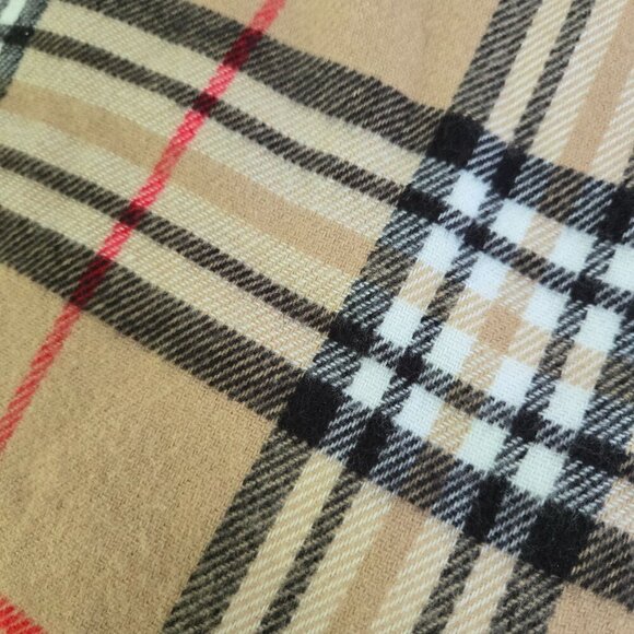 Italy Design Cashmere Blend Novitec Plaid Fringe Scarf Size 12"x64" - Picture 2 of 3